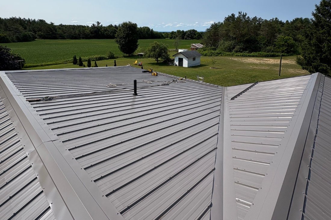 Ribbed steel roofing